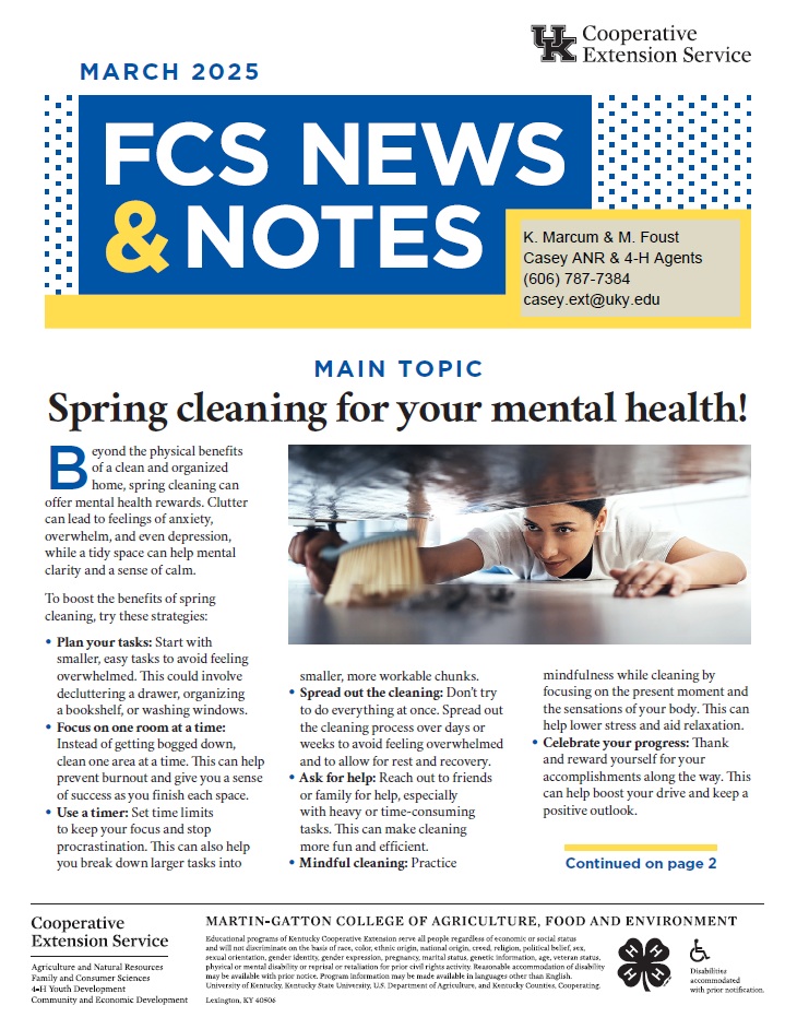 First page of March newsletter